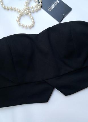 Черный трендовый кроп топ на молнии missguided u910