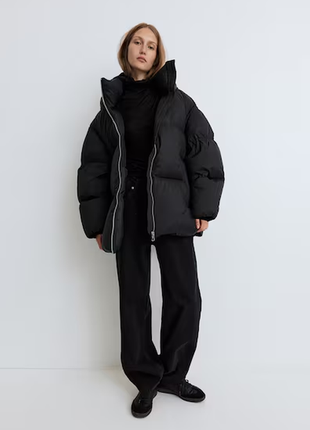 Пуховик оверсайз black h&m premium selection 1230243002