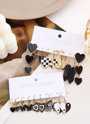 Набор модных сережек, 10 пар