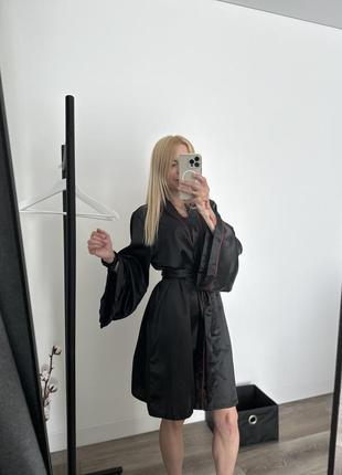 Esmara новий атласний домашній халат жіночий чорний7 фото