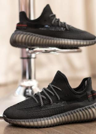 Adidas yeezy boost 350 чорні кросівки кеди жіночі текстильні сітка легкі відмінна якість весняні літні демісезонні адідас ізі буст