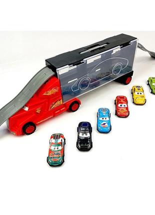 Игровой набор машинок "тачки" 558-4 / 3788-2 грузовик с гаражом и 6 машинок3 фото