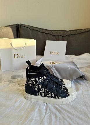 Женские высокие кеды dior sneakers high deep blue premium