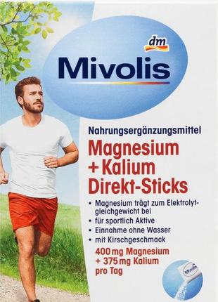 Диетическая добавка для спортсменов магнезиум + калий mivolis  magnesium + kalium direkt-sticks 30 st.,