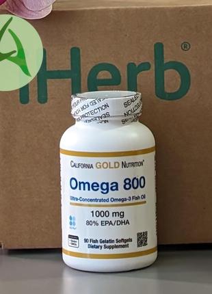 California gold nutrition, омега 800, рыбий жир, 1000 мг, 90 капсул