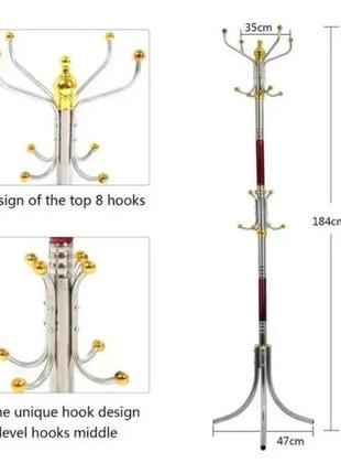 Металева підлогова стійка-вішалка для одягу coat rack тринога 16 гачків4 фото