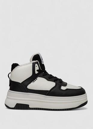 Кроссовки женские зимние на меху, цвет бело-черный, 248ram09