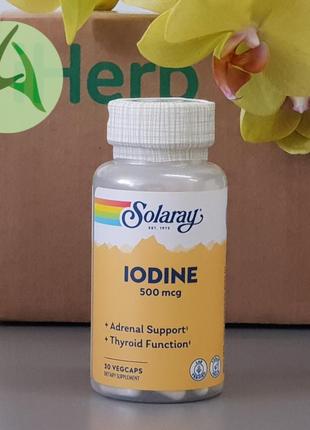 Solaray, йод з йодиду калію, 500 мкг, 30 капсул