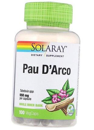 По д'арко, кора муравьиного дерева, pau d'arco 550, solaray 100вегкапс (71411042)