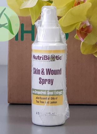 Nutribiotic, спрей для загоєння ран на шкірі з екстрактом насіння грейпфрута, 118 мл