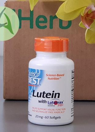 Doctor's best, лютеин с lutemax 2020, 20 мг, 60 мягких таблеток