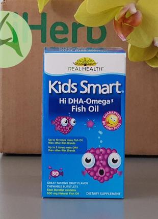 Bioglan, kids smart, риб’ячий жир із високим вмістом омега-3 дгк, чудовий фруктовий смак, 30 жувальних капсул