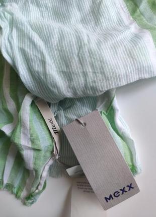 Тонкий летний шарф mexx 175-70 см в полоску бирюзово- салатовий9 фото