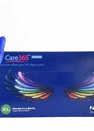 Рукавички нітрилові оглядові, неопудрені, нестерильні care 365, блакитні xl 100 шт