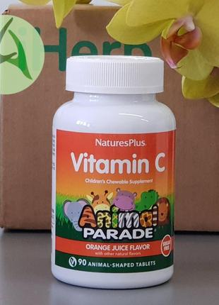 Naturesplus, animal parade, жувальний вітамін с для дітей, без цукру, 90 таблеток