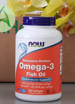 Now foods, жирные кислоты омега-3, 180 эпк / 120 дгк, 200 капсул