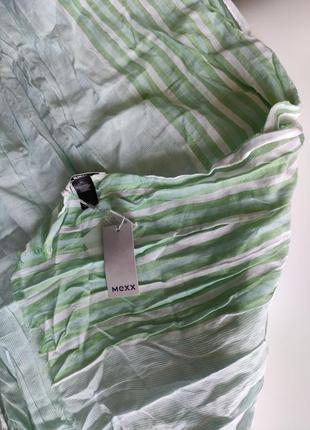 Тонкий летний шарф mexx 175-70 см в полоску бирюзово- салатовий5 фото