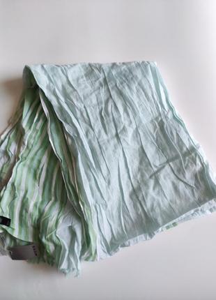 Тонкий летний шарф mexx 175-70 см в полоску бирюзово- салатовий7 фото