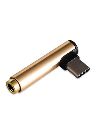 Перехідник usb-c type c 3.5 mm jack aux audio адаптер для прослуховування музики (золотистий)