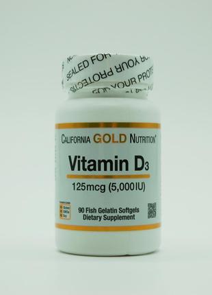 Вітамін d3 california gold nutrition 125 мкг (5,000 мо) 90 капсул