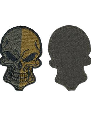 Шеврон военный / армейский, череп , на липучке, на черном, всу  5см*8 см