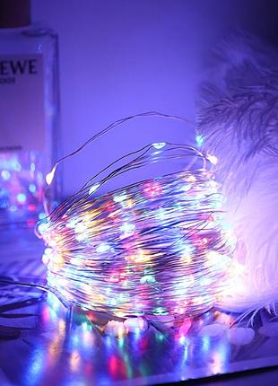 Новорічна світлодіодна гірлянда крапля роси 5м 50led на батарейках роса мультик різнокольоровий hphb
