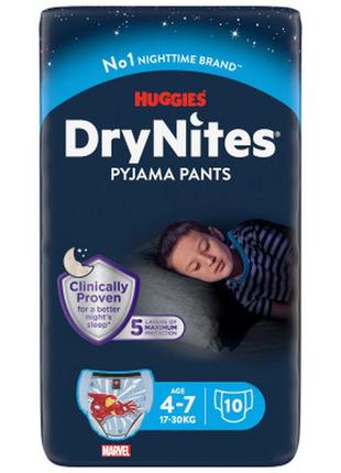 Подгузники huggies drynites для мальчиков 4-7 лет 10 шт (5029053527574)