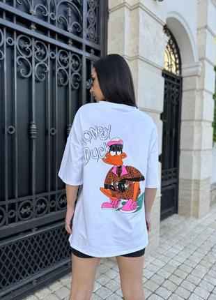 Трендова жіноча футболка "money duck" , футболка з принтом із натуральної тканини/ мод 7169