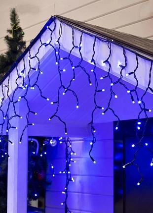 Светодиодная гирлянда бахрома | черный провод | 3мx0.6м | 120led крупный диод | синий