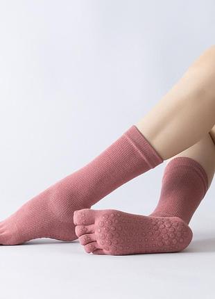 Шкарпетки для йоги з окремими пальцями пудра 4620 one size
