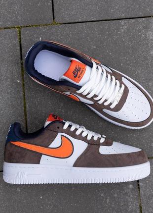 Чоловічі кросівки nike air force brown white orange5 фото