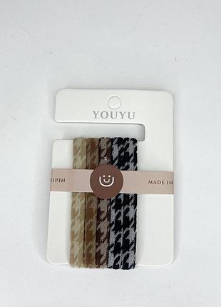 Резинки для волос finding тканевые бесшовные микрофибра микс с узором 4 см х 0.8 см упаковка 5 шт