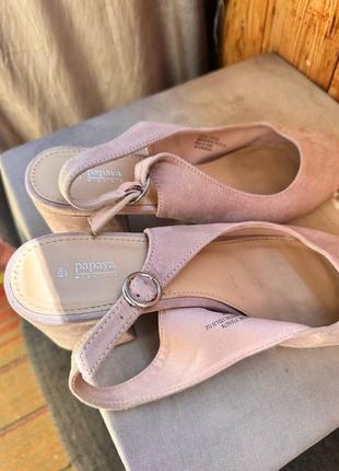 Босоніжки нюдові рожеві пудрові туфлі відкриті сандалі мюлі на платформі каблуці шльопанці літні3 фото