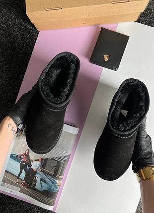 Жіночі уггі ugg classic ultra mini platform black fur6 фото