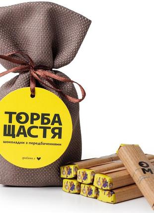 Шоколад подарунок с предсказаниями "торба щастя" молочный шоколад с молочной начинкой 87 г