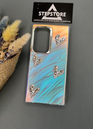 Чохол для samsung s24 ultra сердечка 3d об'ємний переливається протиударний силіконовий