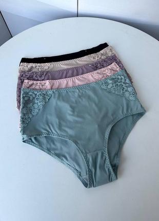 Жіночі трусики в рубчик, висока посадка на більші об'єми 3xl, 4xl, 5xl