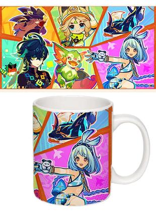 Чашка белая геншин удар genshin impact (z1567)