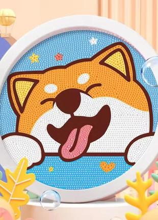 Діамантова мозаїка веселий песик акіта 🐶, алмазна вишивка, набор для творчості