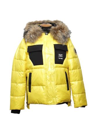 Куртка коротка жіноча зимова visdeer xxl жовтий