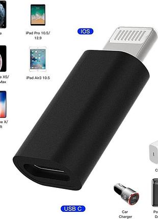 Адаптер переходник lightning - usb type-c black
