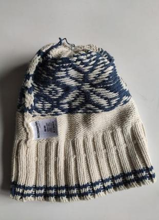 Шапка lindex accessories с баламбоном р.52-54 (s-m) кремовая с синим 7