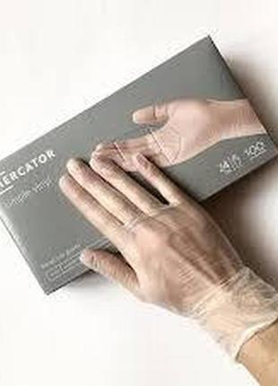 Рукавички вінілові неприпудрені mercator одноразові simple vinyl powder free l 100 шт