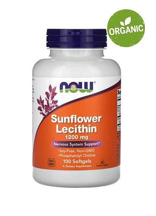 Now foods, соняшниковий лецитин, 1200 мг, 100 капсул