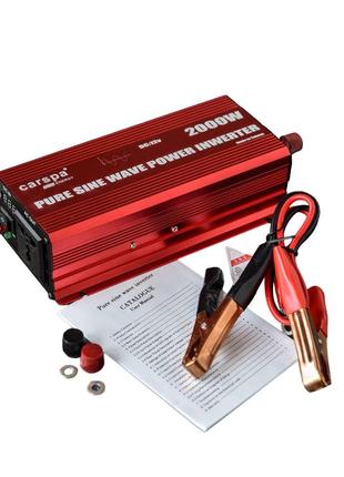 Инвертор напряжения carspa 2000 вт 12v-220v преобразователь с чистой синусоидой