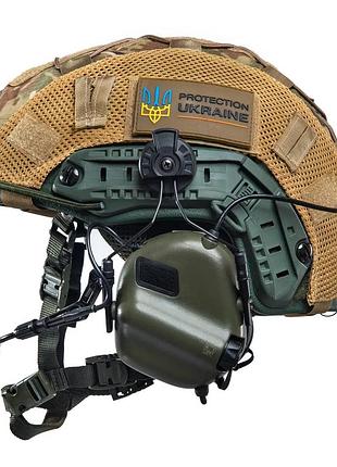 Защитный комплект шлем fast team wendy nij iiia + наушники earmor m32h mod3 с креплением + кавер (оливковый) s