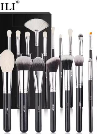 Набір професійних пензлів для макіяжу обличчя та очей beili, 20 штук, в чорному кольорі, натур.ворс+синтет.ворс