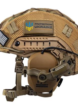Набор шлем fast + team wendy nij iiia + наушники walkers razor + крепление чебурашки + кавер (размер s)