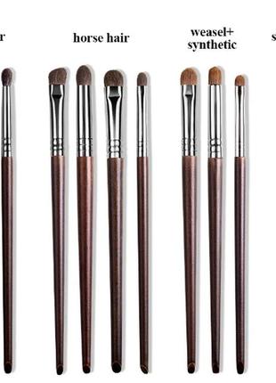 Набір пензлів з натуральним ворсом (кози, поні, ласки) для макіяжу очей ovw, 12 штук у брендовій косметичці2 фото