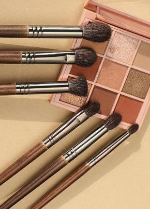 Набір пензлів з натуральним ворсом (кози, поні, ласки) для макіяжу очей ovw, 12 штук у брендовій косметичці10 фото